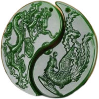 Natural Jade Lovers Pendant Dragon and Phoenix Jade Pendant Necklace