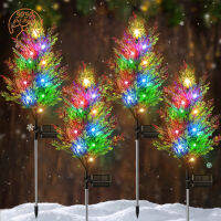 2Pcs ไฟ Led พลังงานแสงอาทิตย์กลางแจ้ง4สี Pine Light ตกแต่งต้นคริสต์มาสสำหรับ Patio สนามหญ้า Pathway Yard