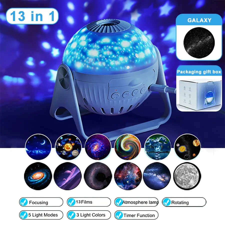 13 in 1 Star Projector, Planetarium Galaxy Projector for Bedroom, Aurora  Projector, Night Light Projector for