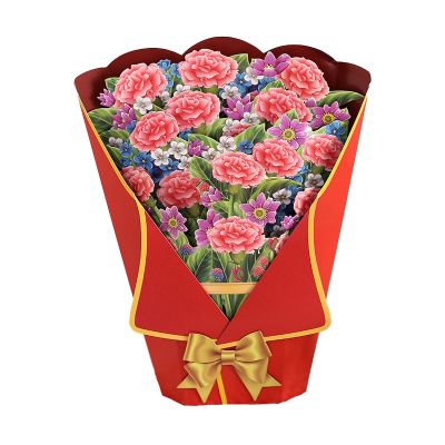 Flower Blossom Bouquet Pop-Up Card 3D Flower Bouquet Cards Flowers Gift Greeting Card for MotherS Day C