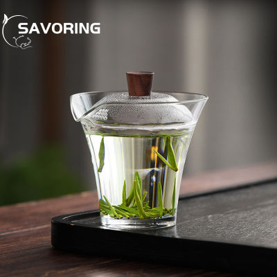 150มิลลิลิตรฝาครอบแก้วใสชามชาหม้ออบชุดน้ำชาพิเศษสำหรับชาเขียวกังฟูชามชาเดียวไม่ร้อนชาชง Gaiwan