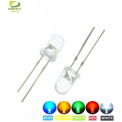 100pcs /lot Transparent Round 5mm super bright water clear Green Red white Yellow Blue Light LED bulbs emitting diode F5Electrical Circuitry Parts