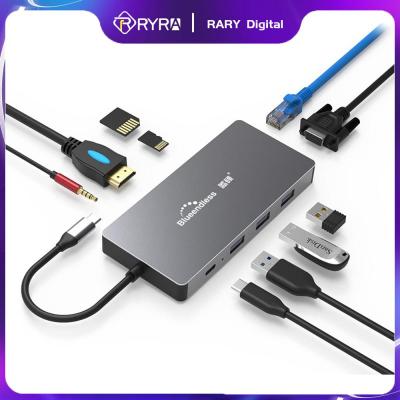 RYRA USB C HUB 4K 60Hz USB C To 2x HDMI 2.0 RJ45 USB 3.0 PD Adapter For Macbook IPad Pro Air M2 M1 PC Accessories USB C Splitter USB Hubs