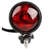 【คุณภาพสูง】Red 12V Led Black Adjustable Cafe Racer Style Stop Tail Light Motorcycles Brake Rear Lamp Tail Light for Chopper Bobber