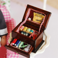 SIYI?Gift?Cheap? วินเทจเย็บเข็มเข็มชุดกล่อง1:12 dollhouse Miniature MINI Decor