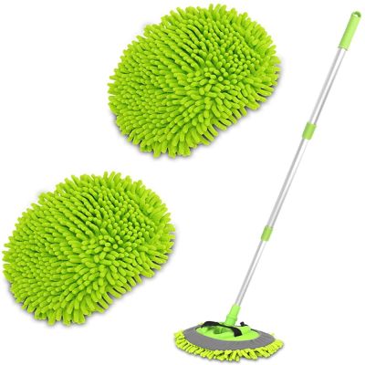 Microfiber Car Wash Brush Mop Mitt with 45" Aluminum Alloy Long Handle  Car Cleaning Kit Brush Duster Scratch Free Cleaning Tool Adhesives Tape