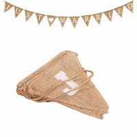 JUST MARRIED Burlap แบนเนอร์งานแต่งงาน Photo Props Vintage Jute Burlap Bunting ธงงานแต่งงานอุปกรณ์ตกแต่ง 5BB5803-Giers