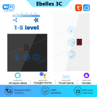 Tuya Wifi สมาร์ทสวิทช์ Euus ปลั๊กพัดลมสวิทช์แผงสัมผัส1-5 Gears ควบคุมความเร็ว Smart Life ทำงานร่วมกับ Alexa Home