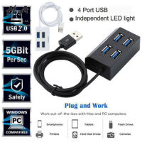 มินิความเร็วสูงแบบพกพา4-ฮับ USB พอร์ตฮับแยกขยาย Power สวิตช์อะแดปเตอร์สำหรับ PC Port Expander USB หลายตัว