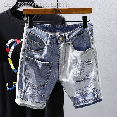 ☫ได้♗Calça De Vaqueiro Clássica Masculina Com Bolsos Múltiplos Jeans Luxo เข้ารูปพอดี Patchwork Elásticko Lavada