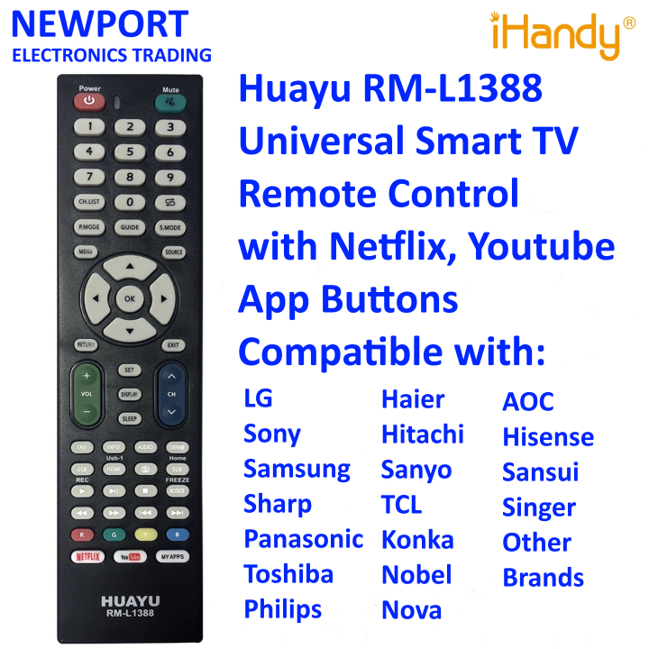 Huayu RML1388 Universal Smart TV Remote Control with Netflix and