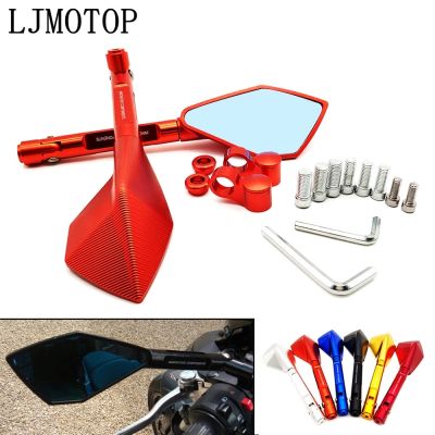 Motorcycle Mirrors CNC Aluminum Motorbike Handlebar Rearview Mirrors Blue For Ducati HYPERMOTARD 821 939 1100 796 SP SS800 SS900