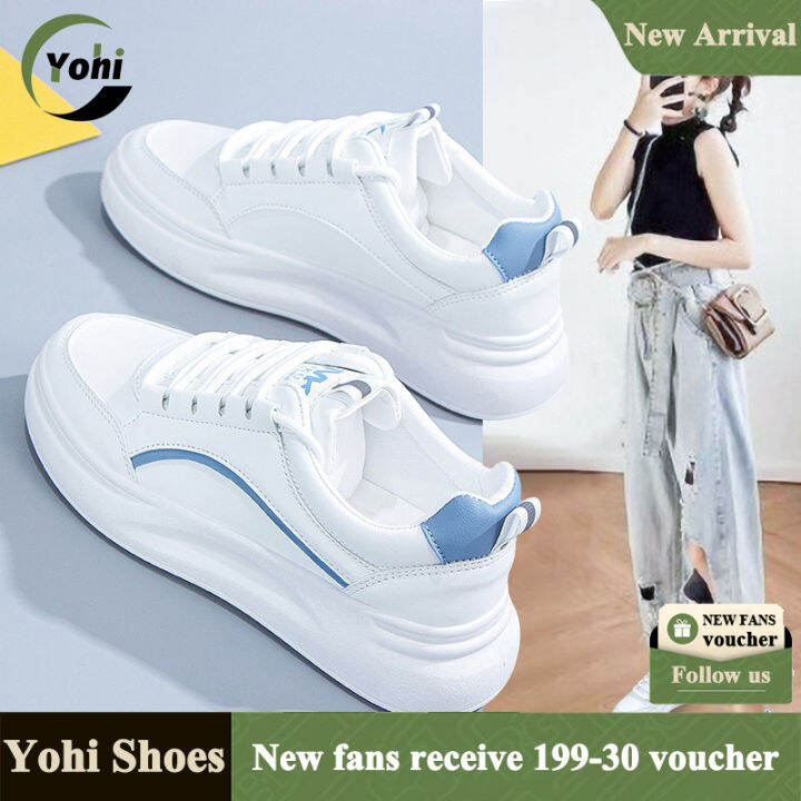 Yohi Fashion Sneakers For Women Simple White shoes Rubber shoes (add 1