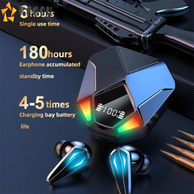 X6 Tws หูฟังเล่นเกมบลูทูธ-ใช้งานร่วมกับ5.1หูฟัง,ลดเสียงรบกวนควบคุมแบบสัมผัสหูฟังพร้อมไมโครโฟน,ชุดหูฟังไร้สายจอแสดงผล Led