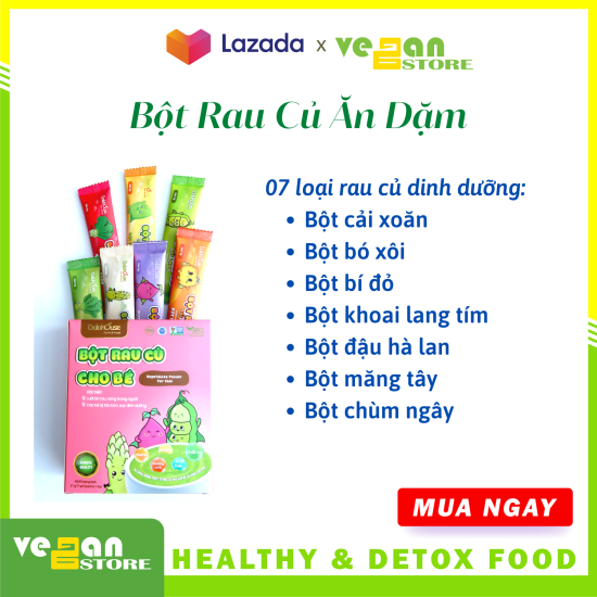 Tạm biệt táo bón bột rau củ cho bé hộp 21gr 07 gói vegan store hỗ trợ tiêu - ảnh sản phẩm 1