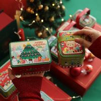 〖Margot decoration〗 New Christmas Small Rectangular Clamshell Tin Box Suitcase Snacks Candy Packaging Box Biscuit Earphones Storage Box Holiday Gift