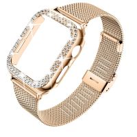 Diamond Case+Metal Strap For iWatch Band 38mm 42mm Stainless Steel Bracelet For Apple Watch 8 7 45mm 44mm 40mm 41mm Series 6 5 3