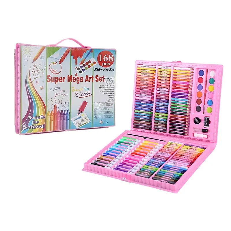 Cheska Olshoppe - 😘Super Mega Art Set 168 pcs coloring set may  watercolors, color pencils, crayons, coloring markers, tahar, eraser at iba  pa.. sulit ka dito mommy, malaki po ang case nia