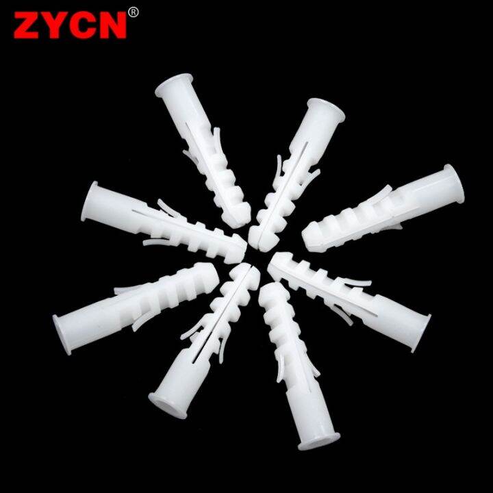 100pcs-6-8-10-12mm-plastic-tube-expansion-wall-anchors-plugs-fasteners-nylon-carbon-steel-self-tapping-screw-bolt-ribbed