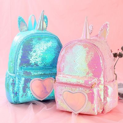 New Magic Color Unicorn Backpack Girl Fashion Sequin Backpack Cartoon Cute Schoolbag Boutique Gift  Bags  Kawaii