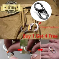 5Pcs Stainless Steel S Type Carabiner with Lock Mini Keychain Hook Anti-theft Outdoor Camping Backpack Buckle Tool Stainless Steel Carabiner S Shape C