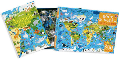 ของแท้ พร้อมส่ง Usborne Book and Jigsaw Animals of the World 200 ชิ้น หนังสือความรู้ และ จิ๊กซอว์