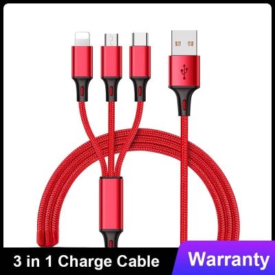 BKWHALE【 3 in 1 USB Charging 】Cable 2.4A Fast Charger Cable Type C Lightning IOS Android Micro