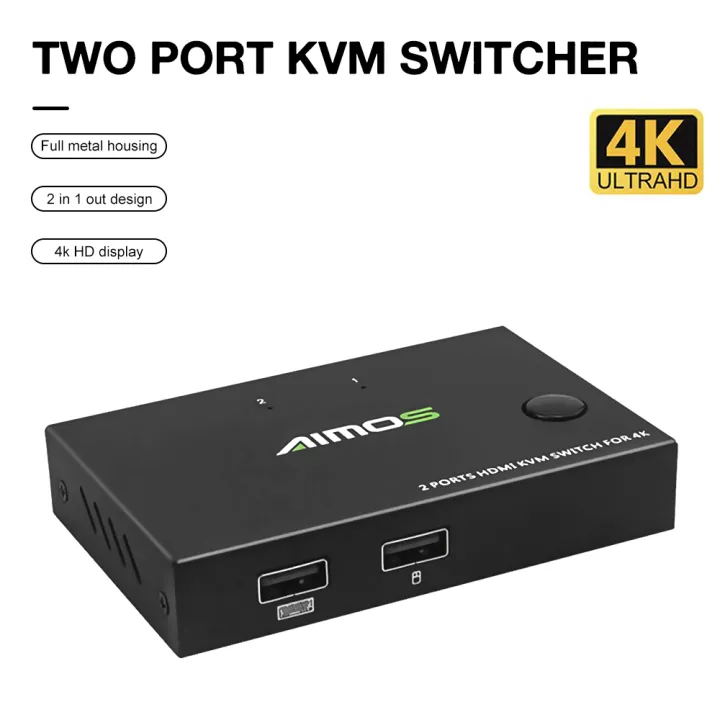 Ready Stock KVM Switch 2 In 1 Out 4K USB HDMI KVM Switcher Splitter Box For 2PC Share One