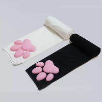 Lolita Kawaii แขนอุ่นยาวหลอด3D ซิลิโคน Cat Claw Paw Pads ถุงมือ Soft Fingerless Fluffy Sun Protection Cool แขนผู้หญิง