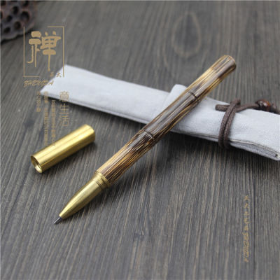 Hot Sales มากพอประมาณปากกาหมึกซึมไม้ไผ่สร้างสรรค์,ปากกาเจลลายไม้ไผ่ทำจากผ้าไหมสีทองสำหรับธุรกิจชั้นนำ