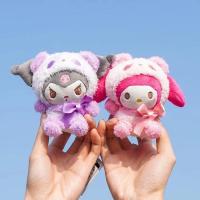 Kawaii Sanrio พวงกุญแจอนิเมะ Mewah Kuromi Hello Plushie Doll Cincin Utama Cinnamoroll Rantai Kunci Beg Mainan Loket untuk