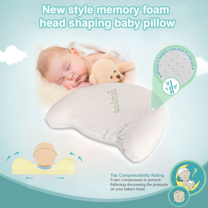 Occobaby Baby Head Shaping Memory Foam Pillow | Cotton Cover & Bamboo Pillowcase