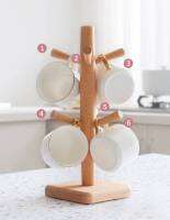 ที่แขวนแก้ว ที่เก็บเซตแก้วชา/กาแฟ  wooden cup hanger ที่แขวนแก้ว6ใบ ที่แขวนแก้วอเนกประสงค์ ?มีพร้อมส่ง