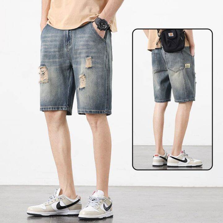 ready-vancl-eslite-vancl-denim-shorts-mens-american-straight-summer-thin-fashion-brand-new-loose-cropped-pants