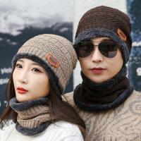 ▲☄✸ SONG knitted plus velvet bib hat couple outdoor warm woolen hat mens original ladies fashion hats