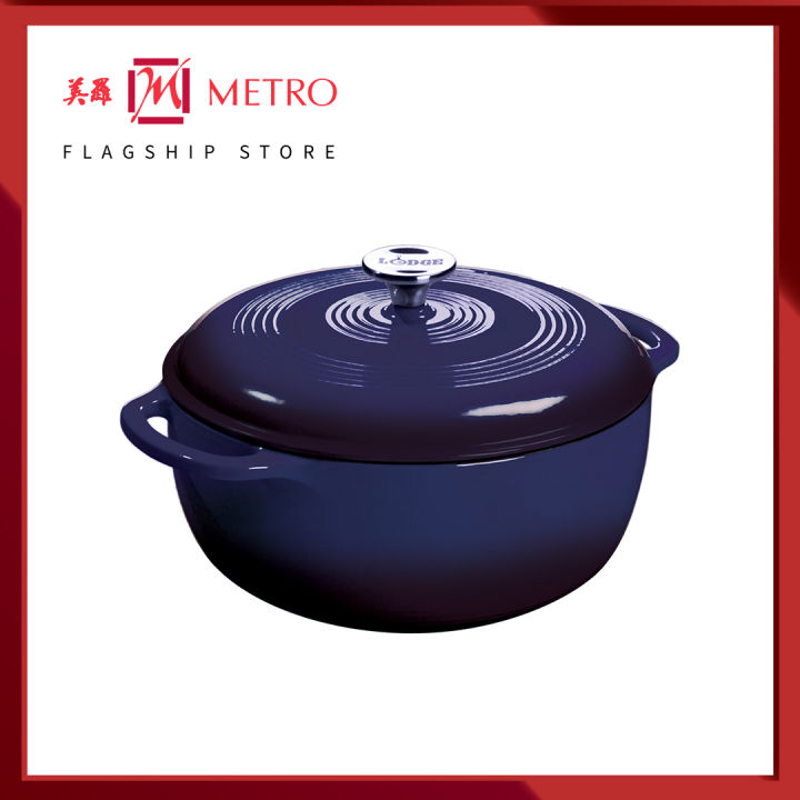 Lodge EC6D32 6 Qt. Indigo Enameled Cast Iron Dutch Oven