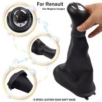 5 Speed Gear Shift Knob Chrome Lever Shifter Boot Leather For Renault Clio 2 II Clio 3 III Megane 2 II Scenic 2 II Kangoo