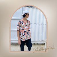 (Detailbydetail) Coffee flamingo hawaii shirt เสื้อเชิ้ตฮาวาย งานตัดเย็บ