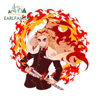 EARLFAMILY สติกเกอร์ติดรถสำหรับ Demon Slayer,อุปกรณ์ดีคอลสำหรับมอเตอร์ไซค์กันแดดกันน้ำขนาด13ซม. X 12.8ซม.