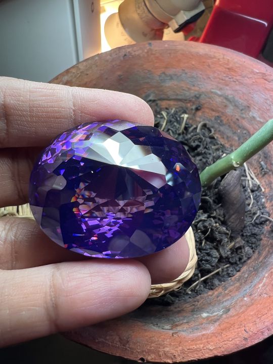 cz-เพชรรัสเซีย-เนื้อแข็ง-สีม่วง-396-กะรัต-33x40-เซนติเมตร-1-เม็ด-mm-รูปไข่-สะอาดตา-cubic-zirconia-royal-amethyst-พลอย100-lab-made-purple-diamond