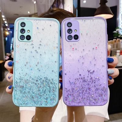 （cold noodles） Glitter ดาว Clear สำหรับ Samsung Galaxy A51 A71 A21S A31 A50 A52 A72 A12 A32 A53 A73 S20 FE Plus S22 S21 Ultra Cover
