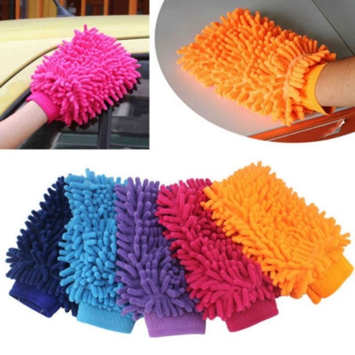 ถุงมือผ้าไมโครไฟเบอร์อเนกประสงค์-แบบตัวหนอน-เช็ดคราบสกปรก-ถุงมือทำความสะอาด-ถุงมือล้างรถ-ถุงมือตัวหนอนนาโนไมโครไฟเบอร์-คละสี