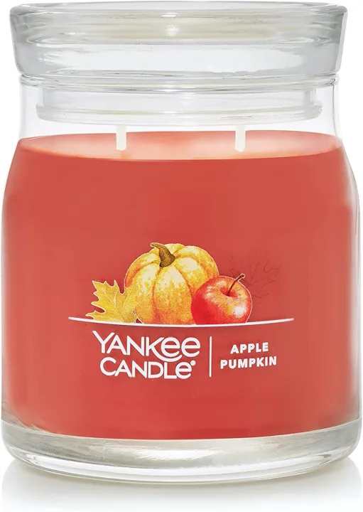 Yankee Candle Apple Pumpkin Scented, Signature 13oz Medium Jar 2Wick