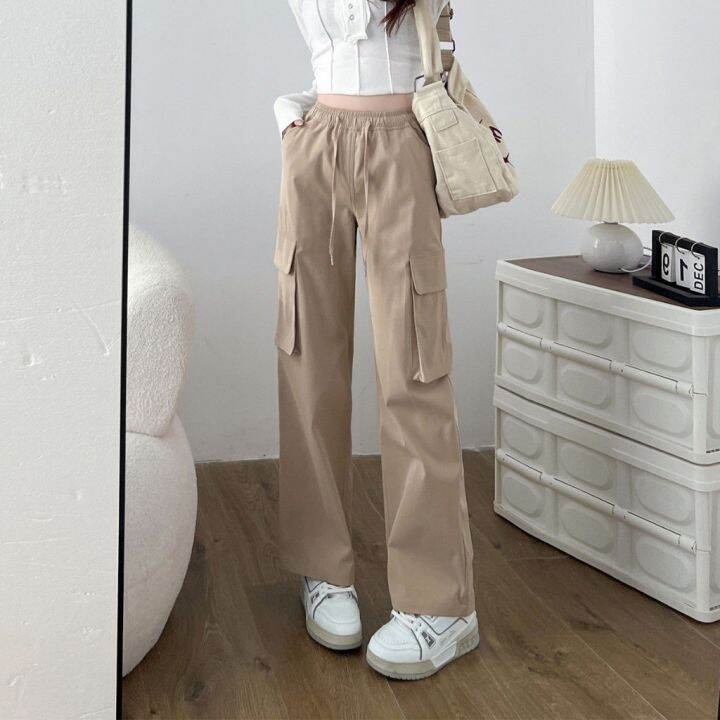 Ready Stock】Ready Stock Cargo Pants Female Khaki Cargo Pants Female Causal Cargo  Pants Women Straight Cut Cargo Pants Women Plus Size Baggy Long Pants Women  M-5Xl | Lazada