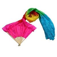 【YD】 Hand Made Silk Veils Fans for Colorful Belly Dancing Tools