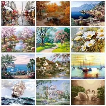 SDOYUNO Oil Painting Canvas For Adults Beautiful Natural Picture With Frame  Acrylic Paints Color By Number Drawing DIY Kits - AliExpress