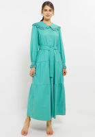 Lubna - Linen Belted Crochet Trimmed Dress