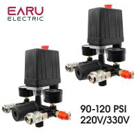 Efficient 220V/380V 4 Port Regulator Duty Air Compressor Pump Pressure Control Switch Air Pump Control Valve 0 180PSI With Gauge