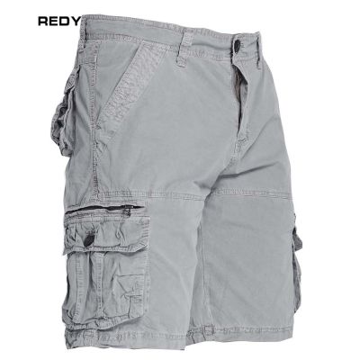 REDY กางเกงขาสั้นทำงานสีพื้นของผู้ชาย,กางเกงลำลองทรงหลวมกางเกงกลางกระเป๋าหลากหลายกางเกงขาสั้นชายหาด