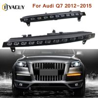 ไฟ Lampu Jalan กลางวัน LED DRL 2ชิ้นสำหรับรถ Audi Q7 2012-2015 W/ไฟสัญญาณเลี้ยว